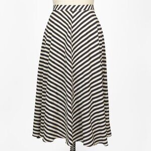 Paraphernalia Brand Vintage Black Cream Jacquard Silk Chevron Striped Skirt